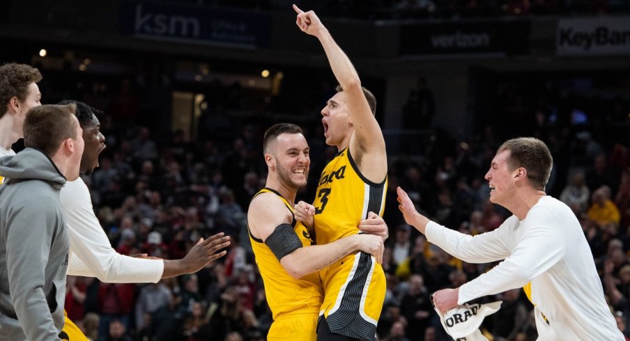 Jordan Bohannon celebrates his game-winning three-pointer